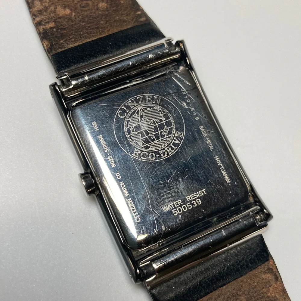 Citizen Eco Drive, parts or restore, untested, black dial, NO BATTERY.